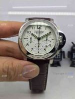 Swiss Grade Lumnor Panerai Daylight Chronograph Watch SS White Chronograph